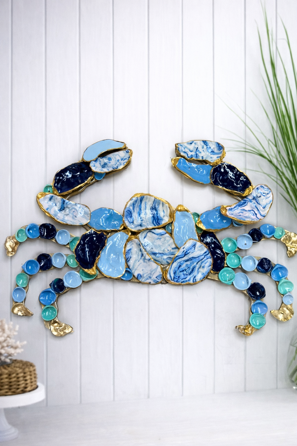Blue & Teal oyster shell Crab