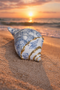 Blue & white whelk shell